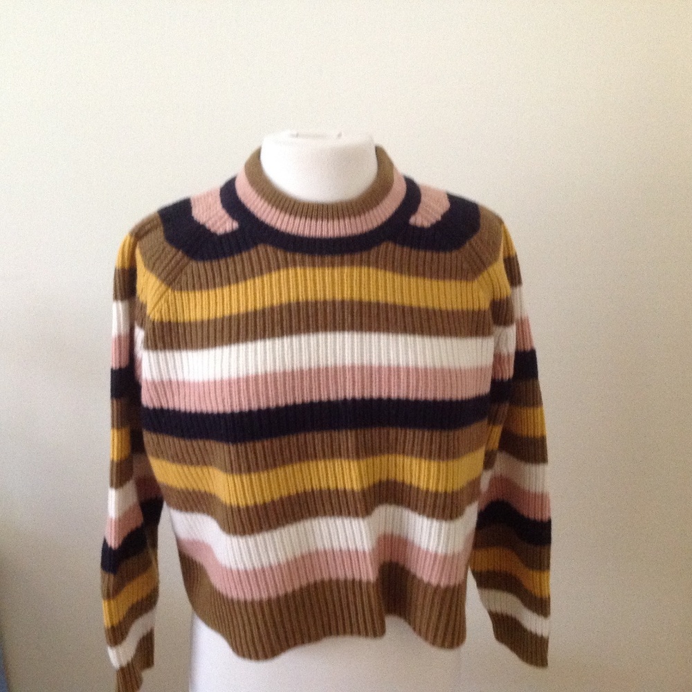 SOLD-Madewell Boxy Crop Striped Sweater XS